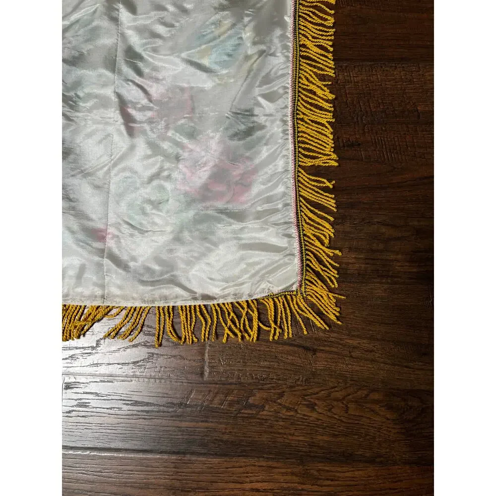 Vintage WWII Satin USMC Pillow Cover — Parris Island Mother Souvenir with Fringe